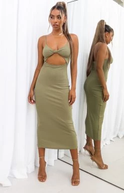 BB Exclusive Autonomy Khaki Midi Dress