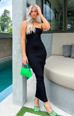 BB Exclusive Dresses Ava Black Strapless Knit Maxi Dress