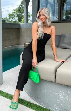 BB Exclusive Dresses Ava Black Strapless Knit Maxi Dress