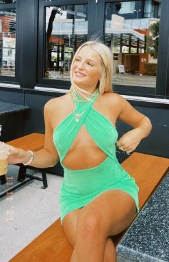 BB Exclusive Ava Green Mini Dress Dresses
