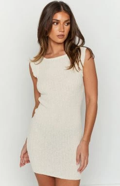 BB Exclusive Aveline Beige Knit Mini Dress