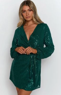 BB Exclusive Avenue Sequin Mini Dress Emerald