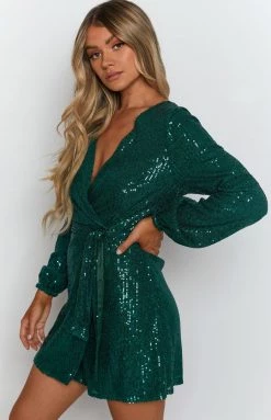 BB Exclusive Avenue Sequin Mini Dress Emerald