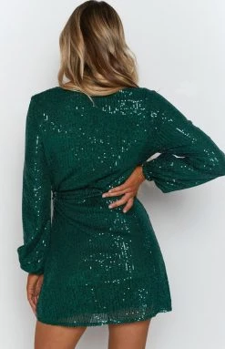 BB Exclusive Avenue Sequin Mini Dress Emerald