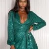 BB Exclusive Avenue Sequin Mini Dress Emerald