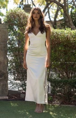 BB Exclusive Dresses Ayra Cream Maxi Formal Dress