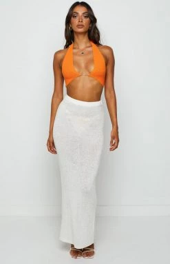 BB Exclusive Aziel Orange Knit Halter Top New
