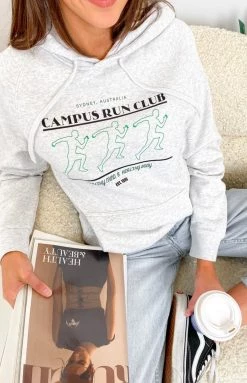 Beginning Boutique BB Run Club Grey Marle Hoodie Outerwear