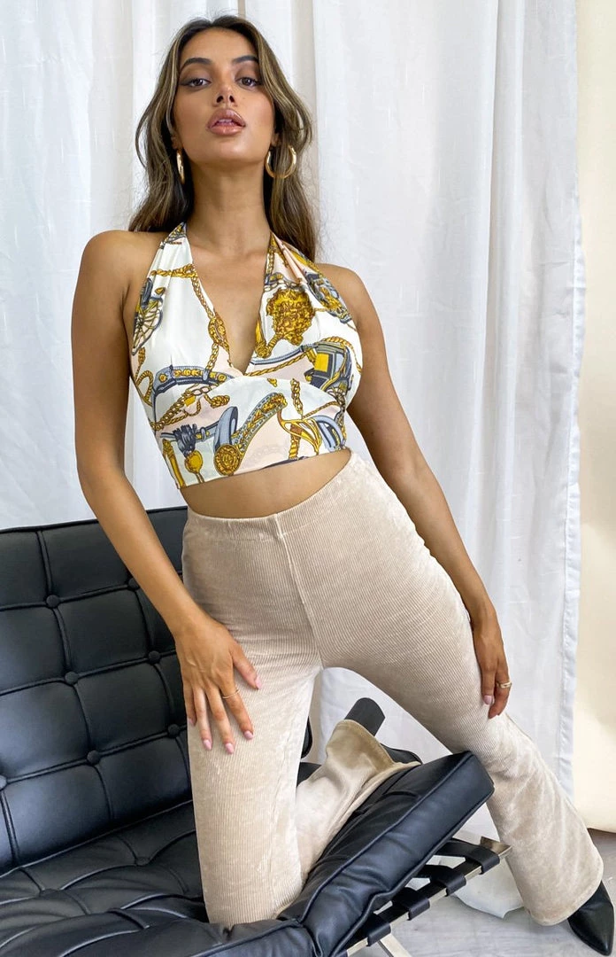 Beginning Boutique Baby Face Chain Print Halter Top White Tops 1 Beginning Boutique Baby Face Chain Print Halter Top White Tops