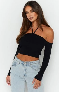 Beginning Boutique Tops Back For You Black Off Shoulder Top