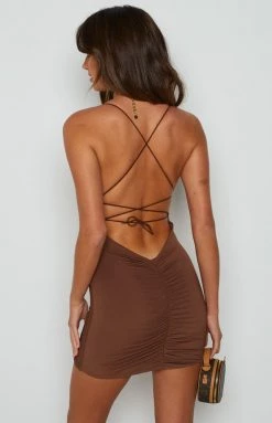 BB Exclusive Dresses Bad Idea Mini Party Dress Brown