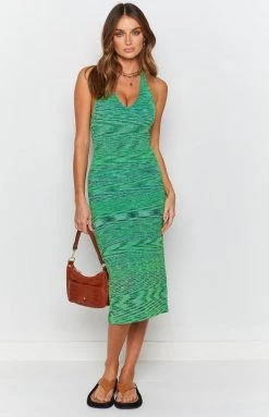 Beginning Boutique Bailee Spacedye Midi Dress Green 10 Beginning Boutique Bailee Spacedye Midi Dress Green