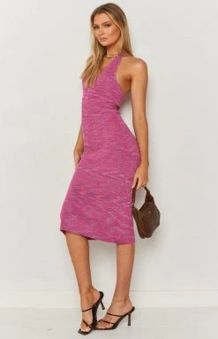 Beginning Boutique Bailee Spacedye Midi Dress Pink