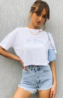 BB Exclusive Be Better Crop Top White Tops