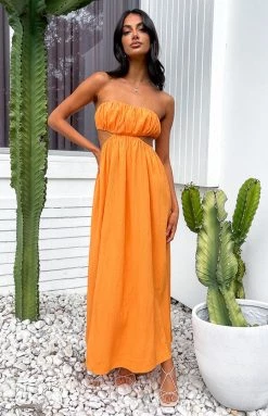 Beginning Boutique New Bea Orange Midi Dress