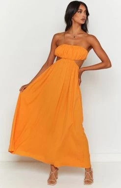 Beginning Boutique New Bea Orange Midi Dress