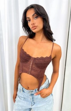 BB Exclusive New Beckster Brown Garter Corset Top