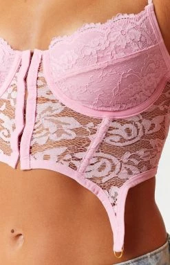 BB Exclusive Tops Beckster Pink Garter Corset Top 12 BB Exclusive Tops Beckster Pink Garter Corset Top