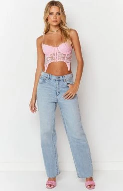 BB Exclusive Tops Beckster Pink Garter Corset Top