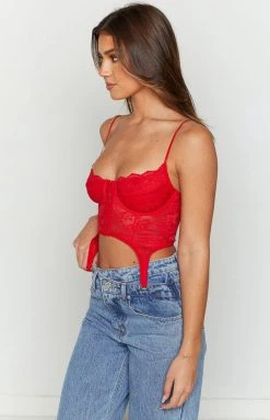 BB Exclusive New Beckster Red Garter Corset Top