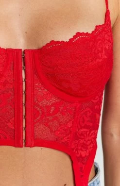 BB Exclusive New Beckster Red Garter Corset Top