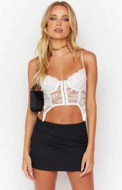 BB Exclusive Beckster White Garter Corset Top Tops