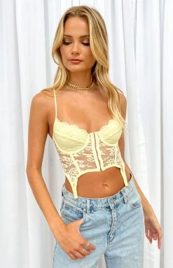 BB Exclusive Tops Beckster Yellow Garter Corset Top