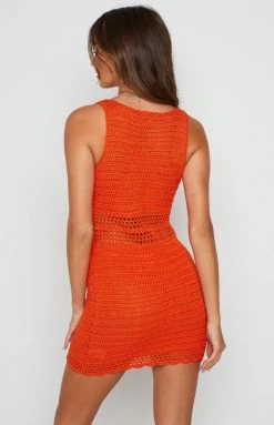 BB Exclusive Dresses Becky Orange Crochet Dress