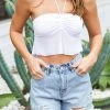 BB Exclusive Bella White Halter Crop Top