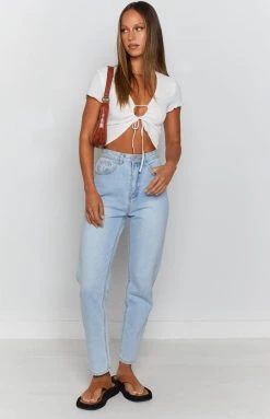 BB Exclusive Bella Crop Top White Tops