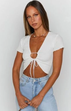 BB Exclusive Bella Crop Top White Tops