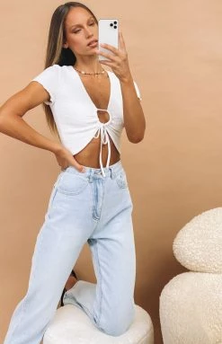 BB Exclusive Bella Crop Top White Tops
