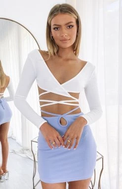 Beginning Boutique Bottoms Bella Donna String Mini Skirt Blue