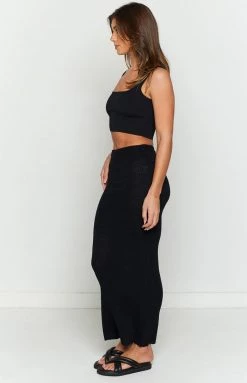 BB Exclusive Kirsten Black Low Waist Maxi Knit Skirt
