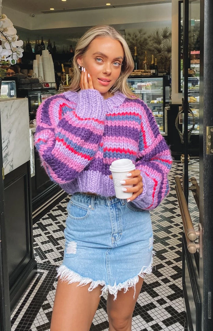 BB Exclusive Outerwear Belmont Stripe Sweater Purple 1 BB Exclusive Outerwear Belmont Stripe Sweater Purple