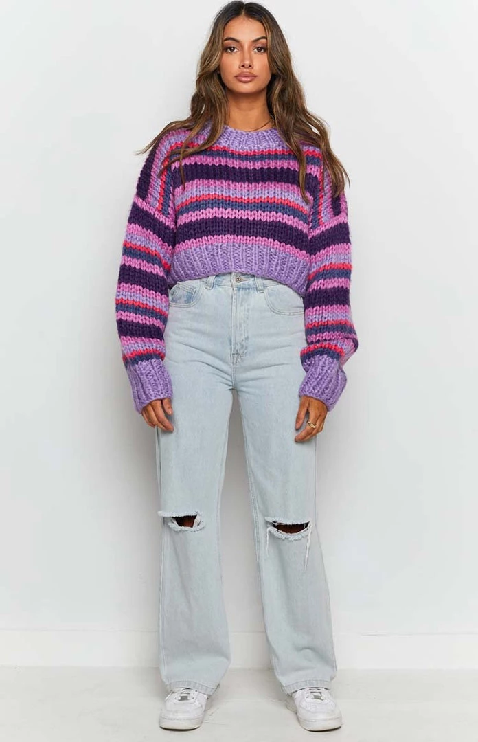 BB Exclusive Outerwear Belmont Stripe Sweater Purple 4 BB Exclusive Outerwear Belmont Stripe Sweater Purple