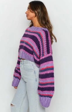 BB Exclusive Outerwear Belmont Stripe Sweater Purple 14 BB Exclusive Outerwear Belmont Stripe Sweater Purple
