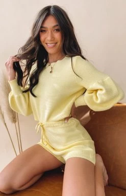 Beginning Boutique Berkley Knit Shorts Yellow