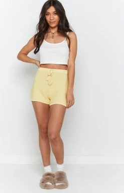 Beginning Boutique Berkley Knit Shorts Yellow