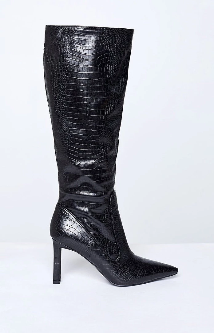 Billini Laurie Heeled Boot Black Croc 4 Billini Laurie Heeled Boot Black Croc