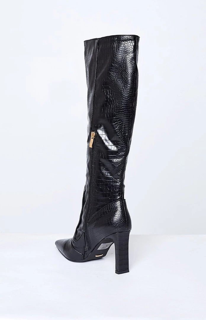 Billini Laurie Heeled Boot Black Croc 6 Billini Laurie Heeled Boot Black Croc