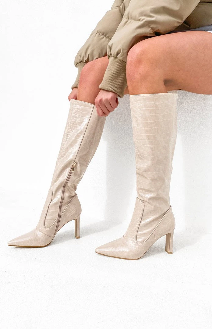 Billini Laurie Heeled Boot Blush Croc 7 Billini Laurie Heeled Boot Blush Croc