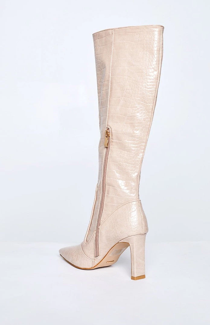 Billini Laurie Heeled Boot Blush Croc 6 Billini Laurie Heeled Boot Blush Croc