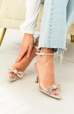 New Billini Valery Clear Silver Heel 9 New Billini Valery Clear Silver Heel