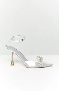 New Billini Valery Clear Silver Heel 8 New Billini Valery Clear Silver Heel