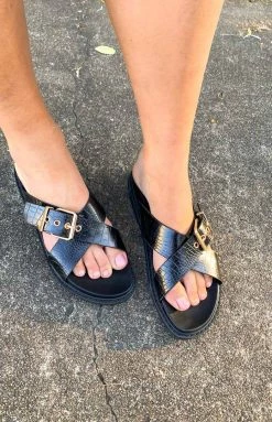 Billini Zayla Flats Black Croc