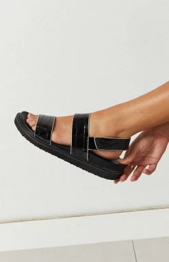 Billini Zyla Black Crinkle Sandal 9 Billini Zyla Black Crinkle Sandal