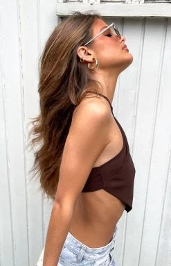 BB Exclusive Blakey Brown Halter Neck Top New