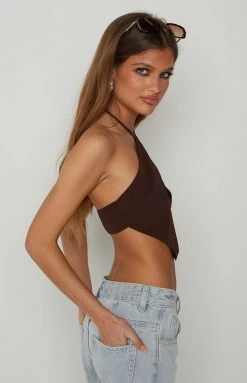 BB Exclusive Blakey Brown Halter Neck Top New