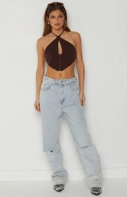 BB Exclusive Blakey Brown Halter Neck Top New